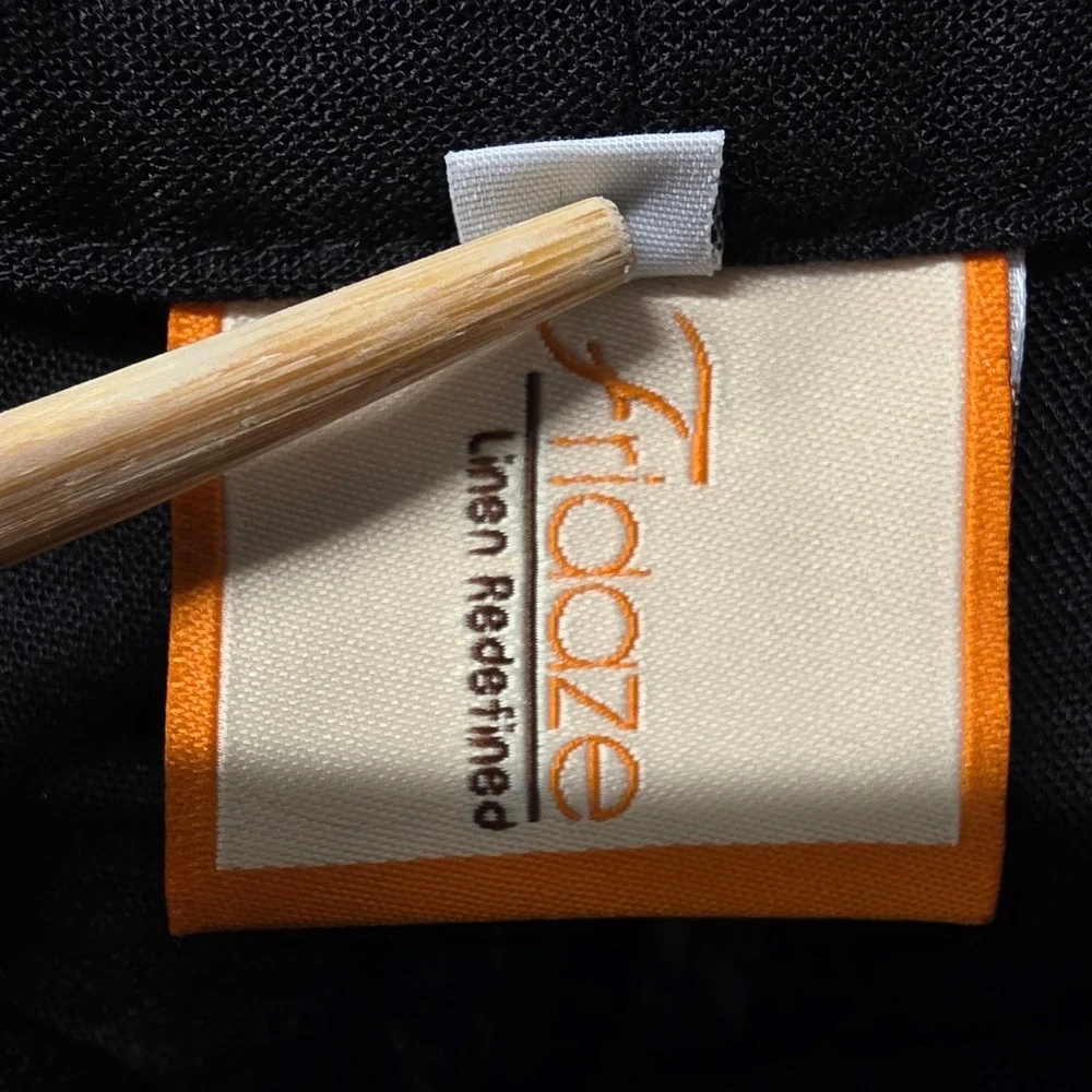 Fridaze Black 100% Linen Straight‎ Leg Elastic Waist Crop Pants Large Hong Kong